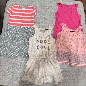 GAP Kids Girls' Pink and Gray Dress, Romper, 2 tank tops